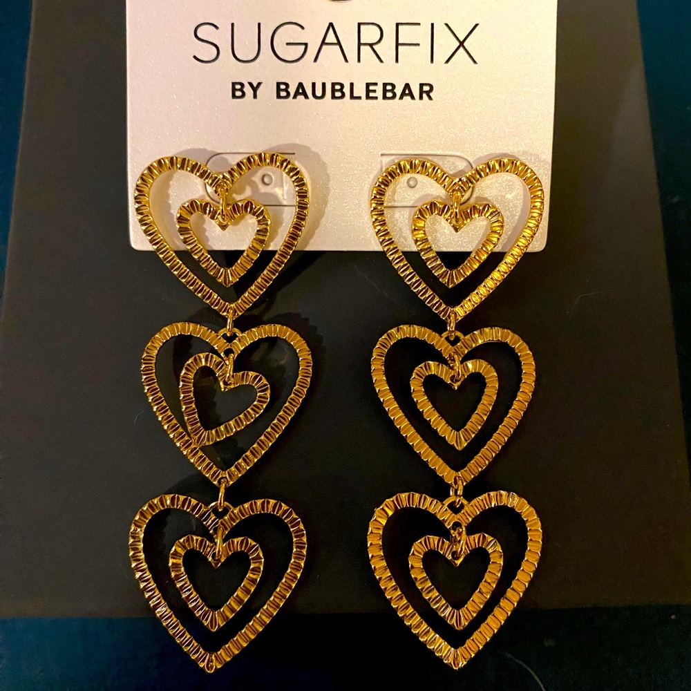 NWT Baublebar Dangly Heart Earrings